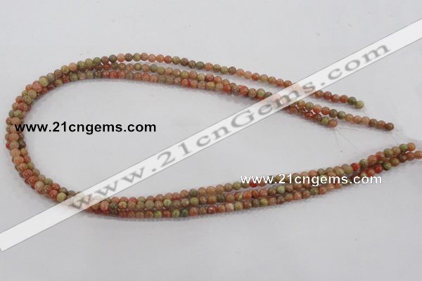 CUG100 15.5 inches 4mm round Chinese unakite beads wholesale