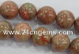 CUG105 15.5 inches 14mm round Chinese unakite beads wholesale