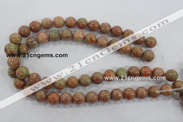 CUG105 15.5 inches 14mm round Chinese unakite beads wholesale