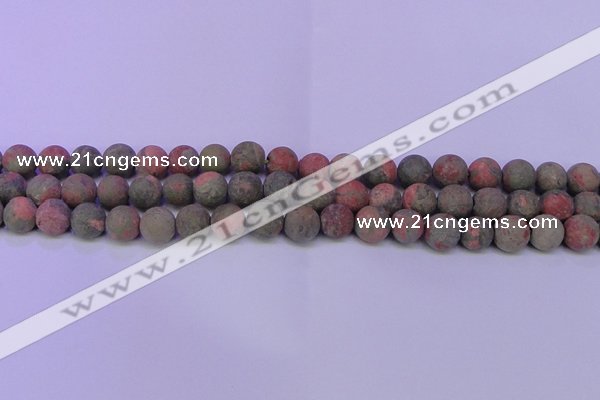 CUG183 15.5 inches 10mm round matte unakite gemstone beads