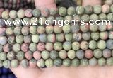 CUG191 15.5 inches 6mm round matte unakite beads wholesale