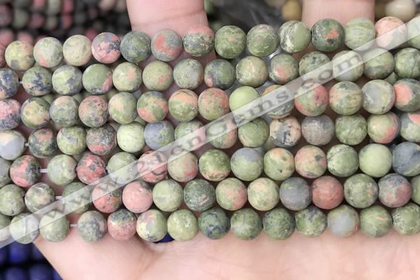 CUG191 15.5 inches 6mm round matte unakite beads wholesale