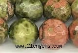 CUG196 15 inches 8mm faceted round unakite beads wholesale