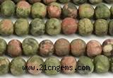 CUG205 15 inches 4mm round matte unakite beads