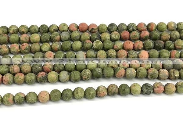 CUG206 15 inches 6mm round matte unakite beads