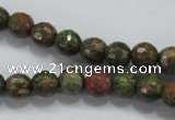 CUG300 15.5 inches 4mm faceted round unakite gemstone beads