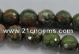 CUG302 15.5 inches 8mm faceted round unakite gemstone beads