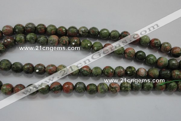 CUG302 15.5 inches 8mm faceted round unakite gemstone beads