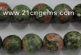 CUG303 15.5 inches 10mm faceted round unakite gemstone beads