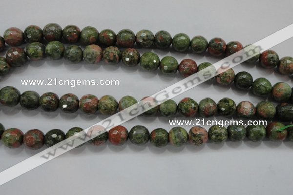 CUG303 15.5 inches 10mm faceted round unakite gemstone beads