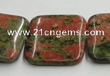 CUG51 16 inches 30*30mm square natural unakite gemstone beads wholesale