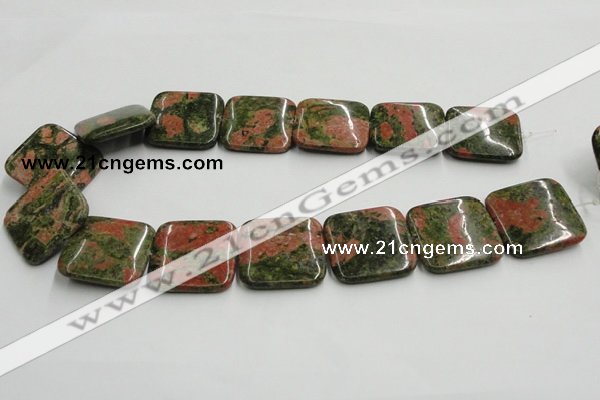 CUG51 16 inches 30*30mm square natural unakite gemstone beads wholesale