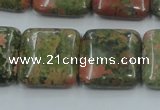 CUG60 16 inches 20*20mm square natural unakite gemstone beads wholesale