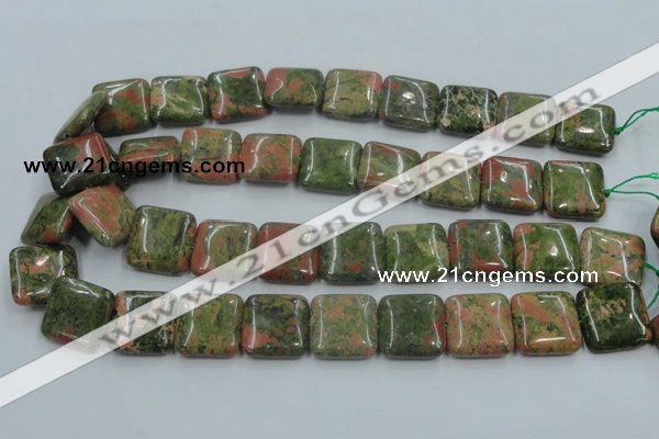 CUG60 16 inches 20*20mm square natural unakite gemstone beads wholesale