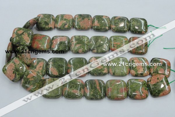 CUG61 16 inches 25*25mm square natural unakite gemstone beads wholesale