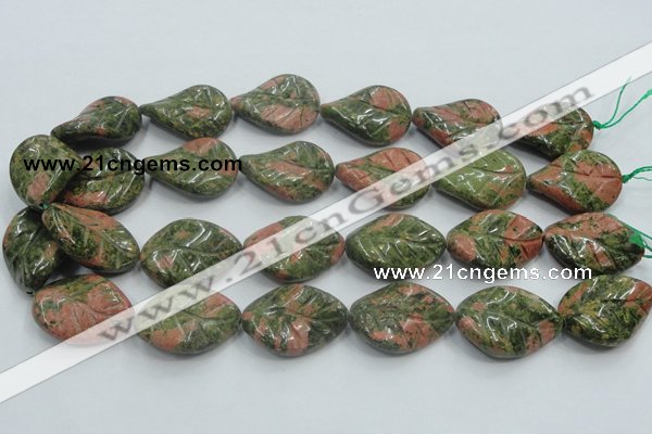 CUG64 16 inches 22*30mm twisted leaf natural unakite beads wholesale