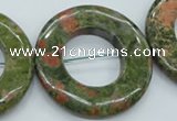 CUG77 15.5 inches 40mm donut unakite gemstone beads wholesale