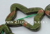 CUG79 15.5 inches 30*40mm carved flower unakite gemstone beads