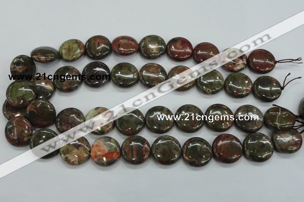 CUJ01 15.5 inches 20mm flat round autumn jasper gemstone beads