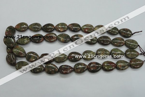 CUJ04 15.5 inches 15*20mm flat teardrop autumn jasper gemstone beads