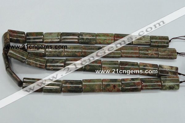 CUJ08 15.5 inches 15*20mm flat tube autumn jasper gemstone beads