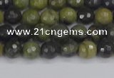 CUJ100 15.5 inches 4mm faceted round African green autumn jasper beads