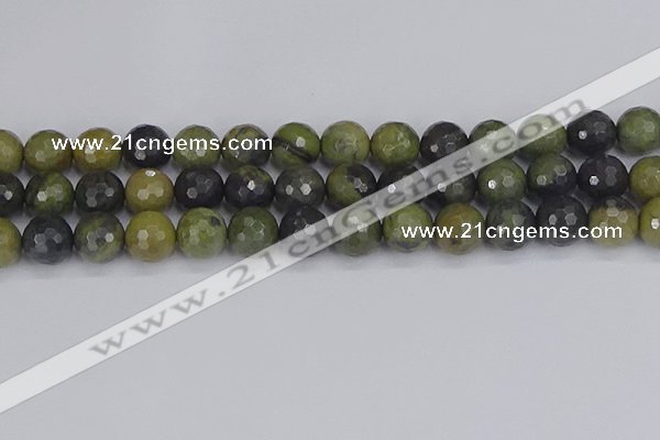 CUJ104 15.5 inches 12mm faceted round African green autumn jasper beads