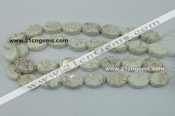 CWB01 15.5 inches 18*25mm carved oval natural white howlite gemstone beads