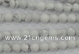 CWB211 15.5 inches 6mm faceted round natural white howlite beads