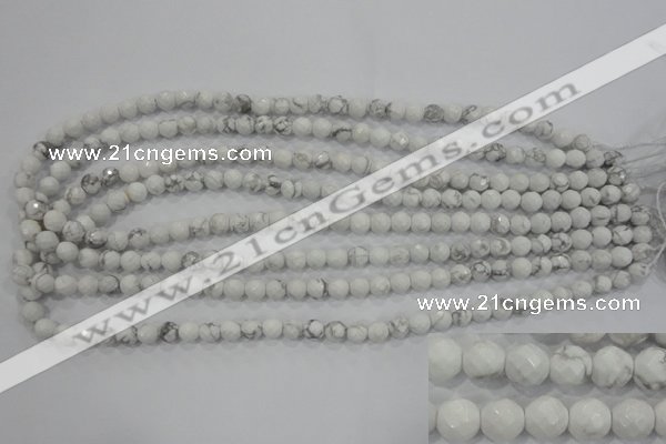 CWB211 15.5 inches 6mm faceted round natural white howlite beads