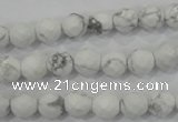 CWB212 15.5 inches 8mm faceted round natural white howlite beads