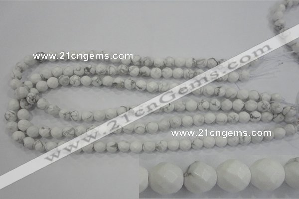 CWB212 15.5 inches 8mm faceted round natural white howlite beads