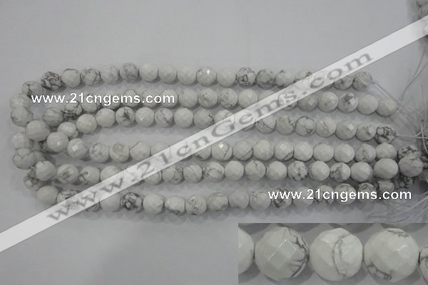 CWB213 15.5 inches 10mm faceted round natural white howlite beads