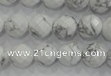 CWB214 15.5 inches 12mm faceted round natural white howlite beads