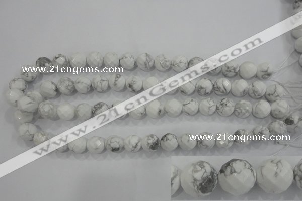 CWB214 15.5 inches 12mm faceted round natural white howlite beads