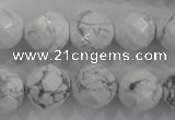 CWB215 15.5 inches 14mm faceted round natural white howlite beads