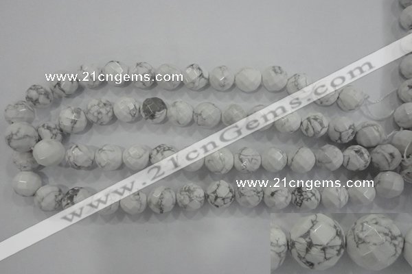 CWB215 15.5 inches 14mm faceted round natural white howlite beads