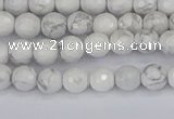 CWB230 15.5 inches 4mm faceted round white howlite beads
