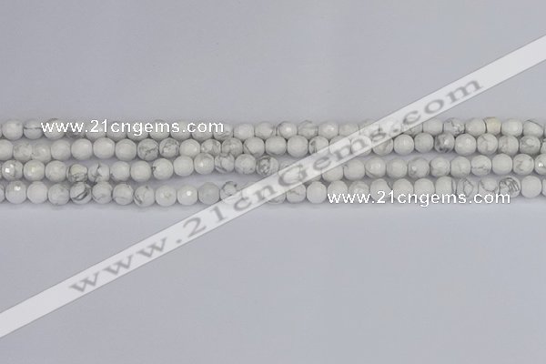 CWB230 15.5 inches 4mm faceted round white howlite beads