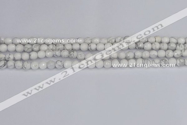 CWB231 15.5 inches 6mm faceted round white howlite beads