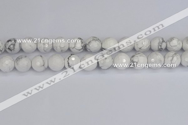 CWB235 15.5 inches 14mm faceted round white howlite beads