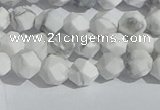 CWB244 15.5 inches 6mm faceted nuggets matte white howlite beads