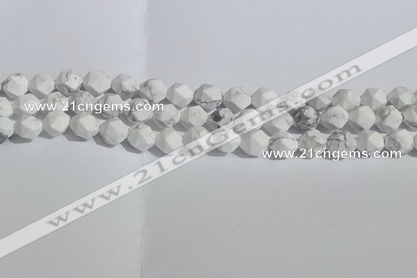 CWB245 15.5 inches 8mm faceted nuggets matte white howlite beads