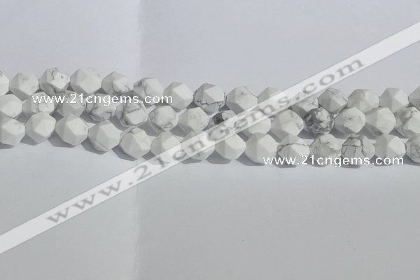 CWB246 15.5 inches 10mm faceted nuggets matte white howlite beads