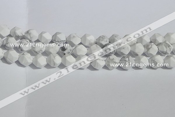 CWB247 15.5 inches 12mm faceted nuggets matte white howlite beads