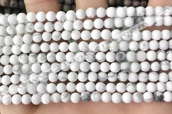 CWB250 15.5 inches 4mm round matte white howlite beads wholesale