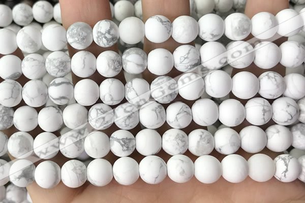 CWB252 15.5 inches 8mm round matte white howlite beads wholesale