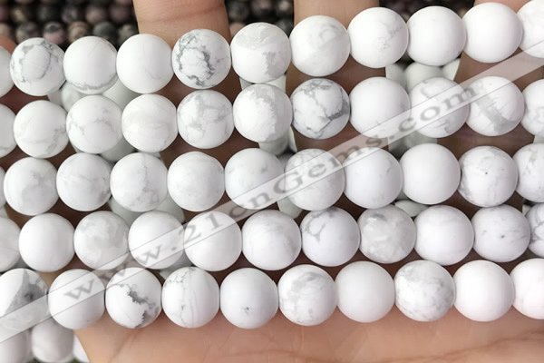 CWB253 15.5 inches 10mm round matte white howlite beads wholesale