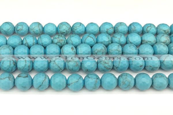 CWB262 15 inches 10mm faceted round howlite turquoise beads