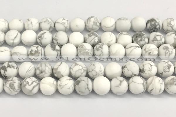 CWB274 15 inches 12mm round matte howlite turquoise beads